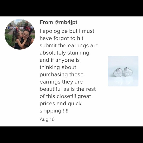 New! Heart Crystal Stud Earrings - Picture 8 of 8